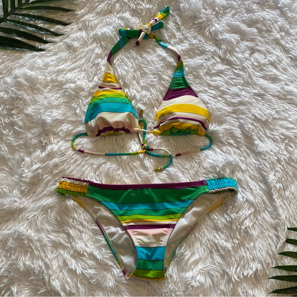 Raisins Colorblock Striped Bikini | Size XS